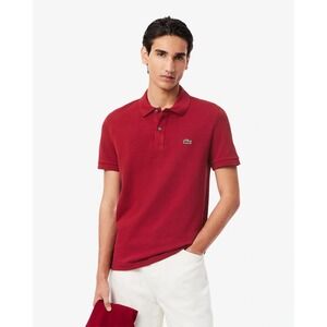 Lacoste Mens Classic Fit Pique Polo‎ Shirt Red Short Sleeve Cotton FR 5 US XL